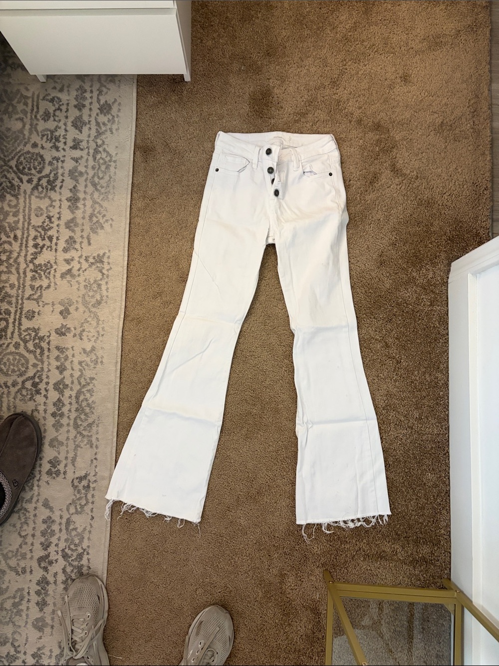 Women's White High-Rise Button-Front Flare Jeans